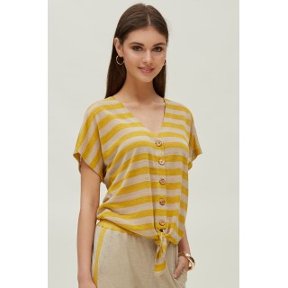 Túnica de riscas com linho Oky