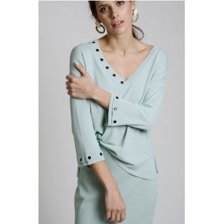 Camisola de malha PISONERO com decote em V e aplicações