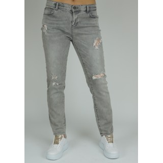 Calças cinzentas com detalhes em renda Silvian Heach