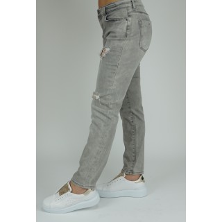 Calças cinzentas com detalhes em renda Silvian Heach