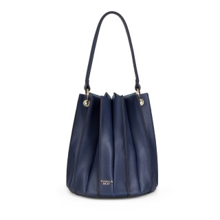 Carteira em forma de leque com estrutura semi-rígida e alça Tosca Blu