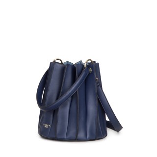 Carteira em forma de leque com estrutura semi-rígida e alça Tosca Blu