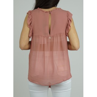 Top rosa com folhos laterais Twin Set